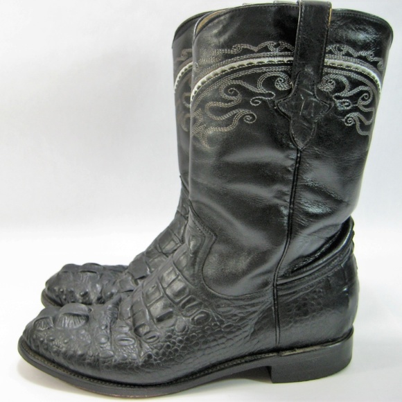 Pistolero All Leather Black Cowboy Boots Mens 9.5 main image 4
